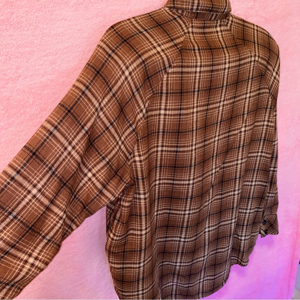 Wild Fable Chocolate Brown Flannel Shirt Cream Extra Small XS Festival - Picture 7 of 11